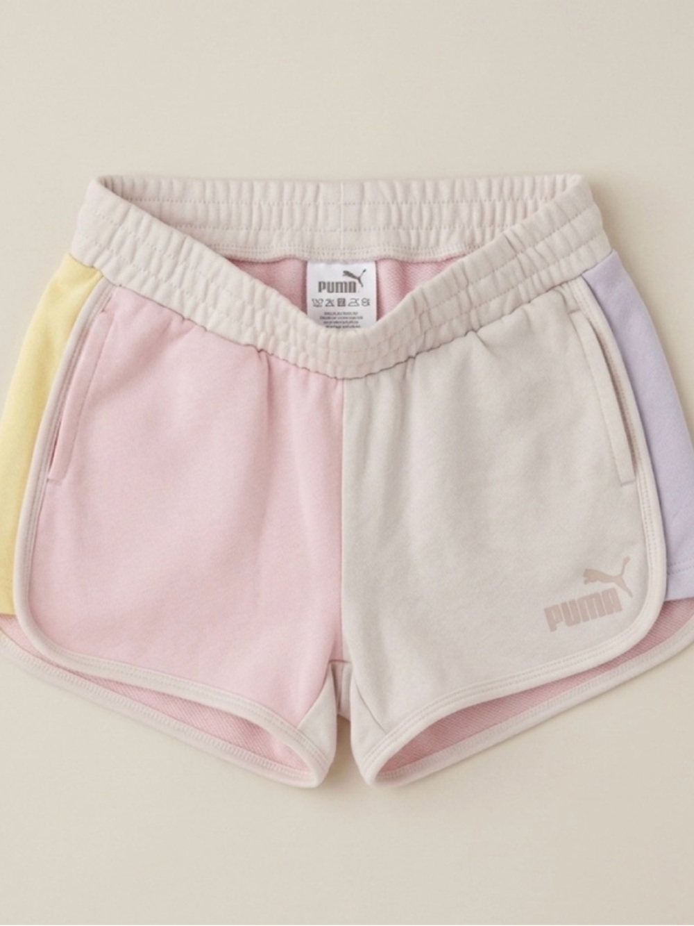 Girls 5T Puma Pastel Colorblock Shorts - Pink, Cream, Yellow, Lavender